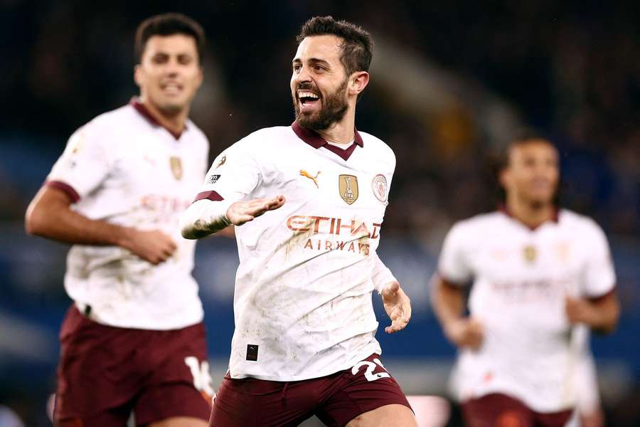 Bernardo Silva festeja o terceiro golo