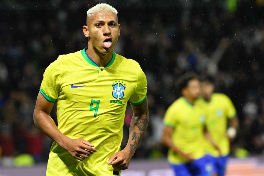 Brazil's forward Richarlison reacts during the friendly against Ghana.