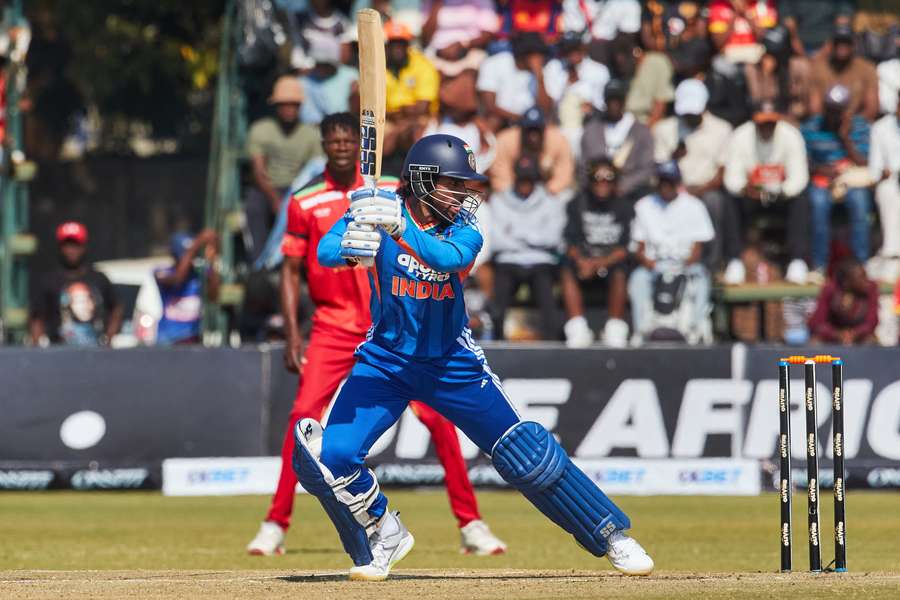 India's Tilak Varma in action against Zimbabwe India's Tilak Varma in action against Zimbabwe