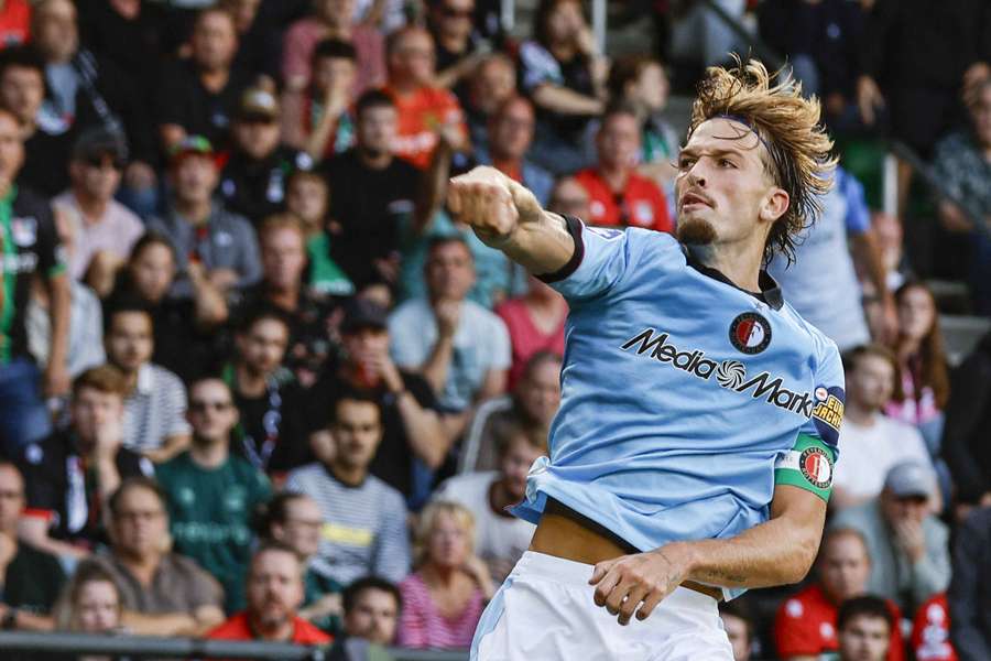 Feyenoord's Luciano Valente celebrate scoring the 2-1 against NEC Feyenoord's Luciano Valente celebrate scoring the 2-1 against NEC