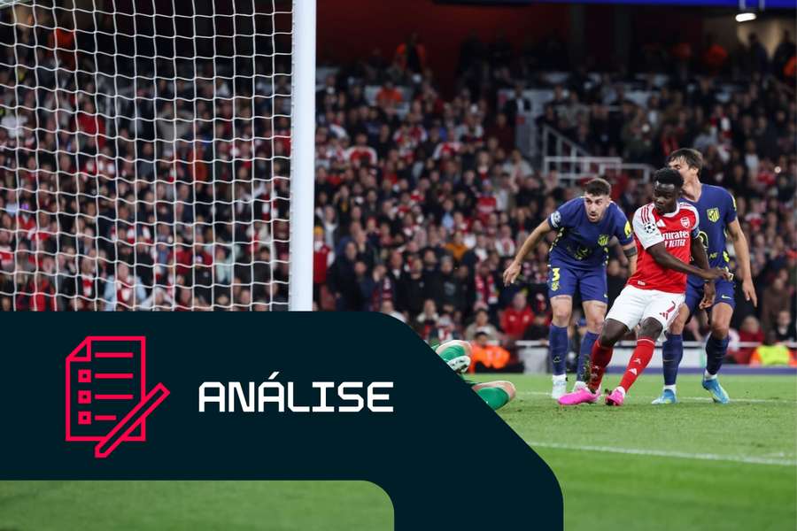 Bukayo Saka fez o golo da vitória do Arsenal diante do Atlético de Madrid