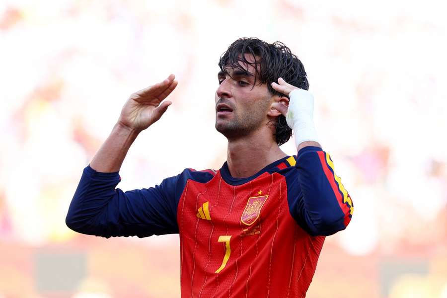 Spain's Ferran Torres celebrates scoring in the World Cup final