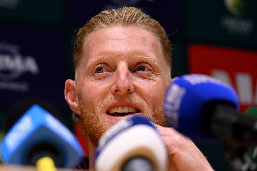 England captain Ben Stokes shares a laugh with reporters at his pre-match captain's press conference. England captain Ben Stokes shares a laugh with reporters at his pre-match captain's press conference.