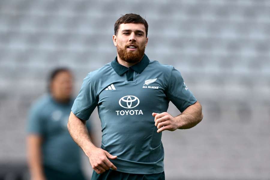 Kyle Preston is photographed at an All Blacks training session. 