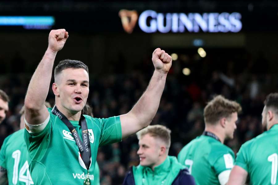 Sexton celebrates after Ireland win the Six Nations