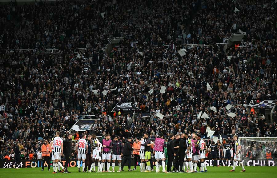 Newcastle players applaud their fans Newcastle players applaud their fans