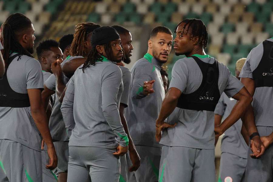 Nigeria's William Troost-Ekong with teammates during training