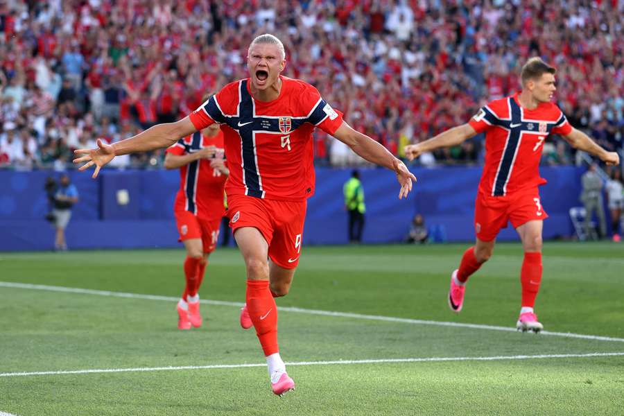 Erling Haaland célèbre son but lors du match Irak - Norvège, disputé le 16 juin 2026 à Foxborough. Erling Haaland célèbre son but lors du match Irak - Norvège, disputé le 16 juin 2026 à Foxborough.