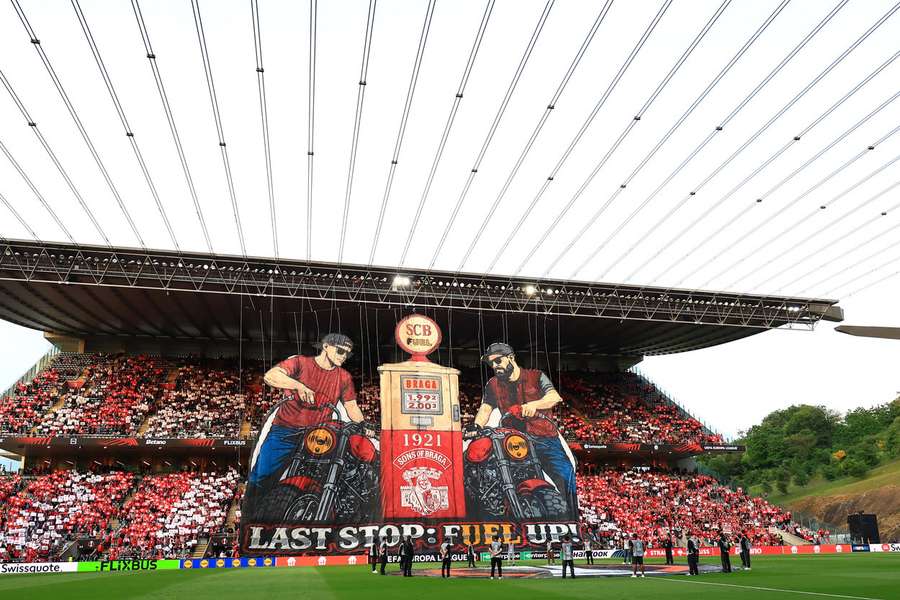 O tifo do SC Braga antes da partida