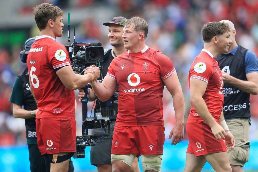 Wales' Jac Morgan (centre) and Alex Mann (left) after the Nations Championship match Wales' Jac Morgan (centre) and Alex Mann (left) after the Nations Championship match