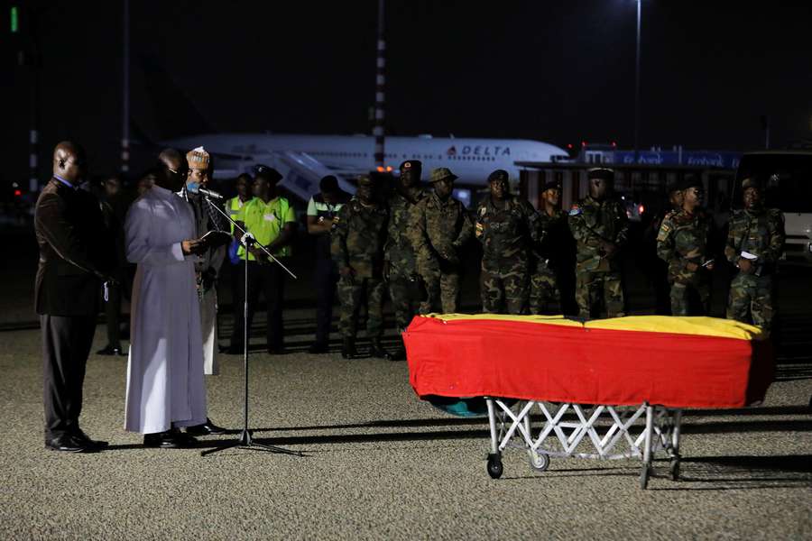 The body of late Ghanaian player, Christian Atsu arrives at the Kotoka International Airport in Accra