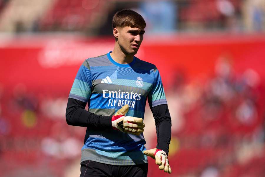 Fran González, durante un calentamiento del Real Madrid