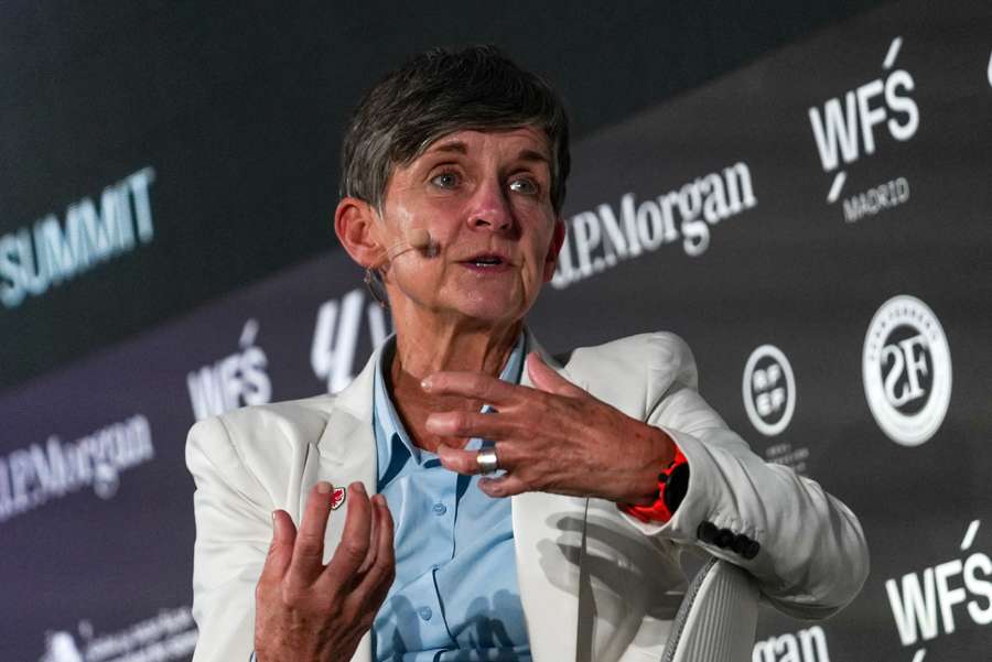Laura McAllister speaks during the World Football Summit Laura McAllister speaks during the World Football Summit