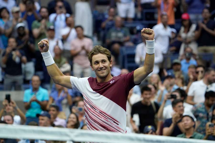 Ruud celebrates reaching his second Grand Slam of the season