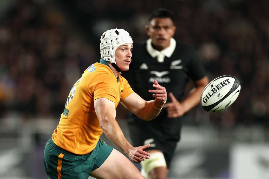 Declan Meredith passing the ball against New Zealand in Auckland last weekend. Declan Meredith passing the ball against New Zealand in Auckland last weekend.