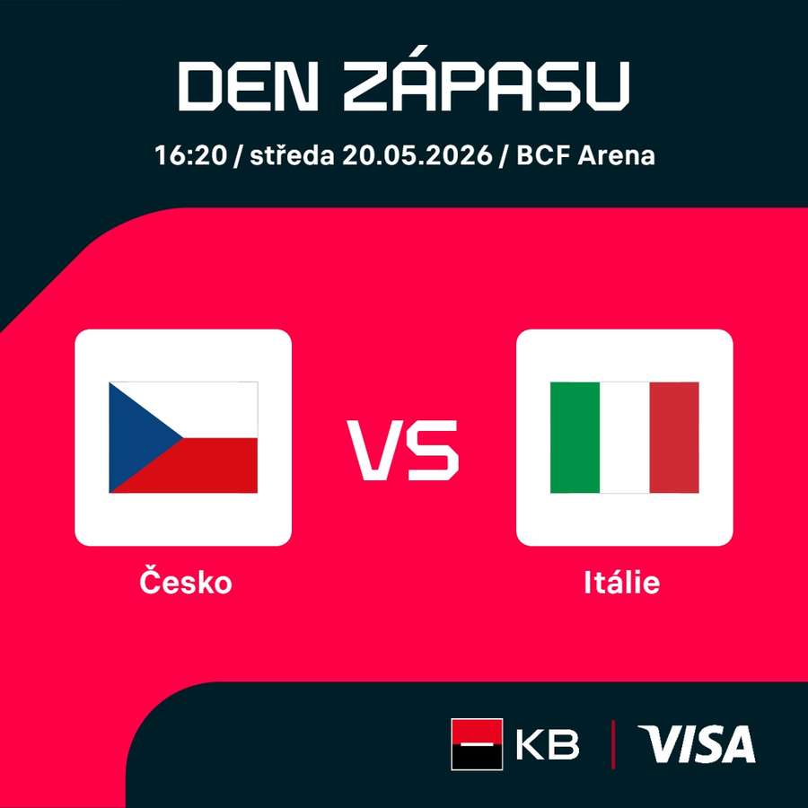Český tým nastoupí odpoledne proti Itálii.