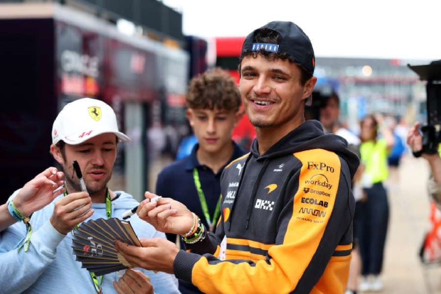 Lando Norris arriving at Spa
