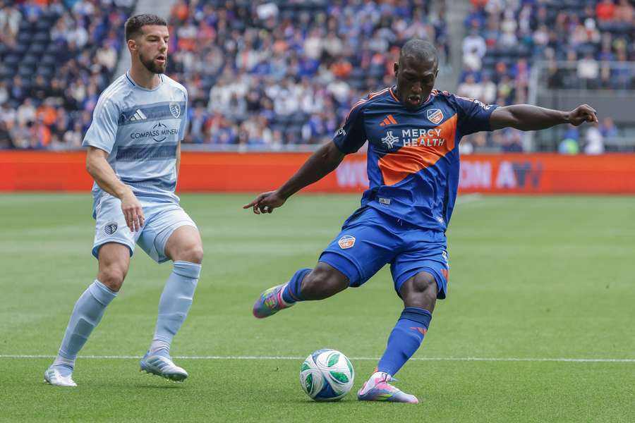 Kevin Denkey having a hit for FC Cincinnati in their win over Sporting Kansas City in MLS action.