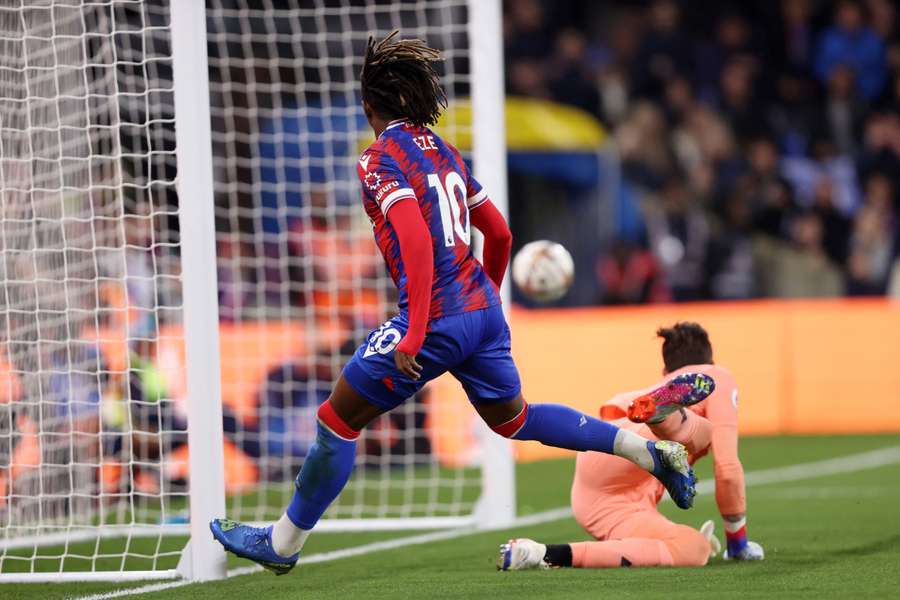 Eze flicks the ball in for the Palace's first goal of the game Eze flicks the ball in for the Palace's first goal of the game