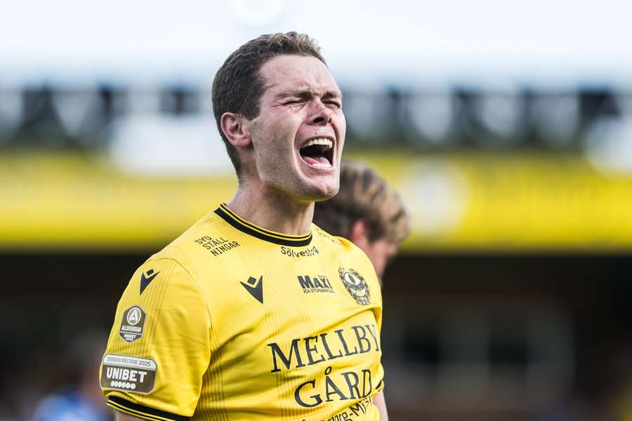 Jacob Bergstrom scored two of Mjallby's goals Jacob Bergstrom scored two of Mjallby's goals
