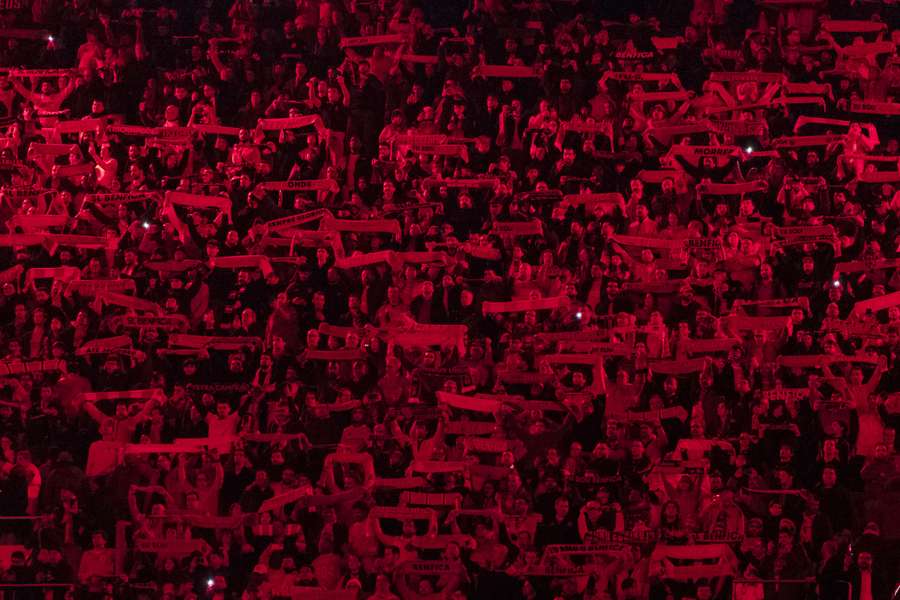 Benfica's fans ahead of the UEFA Champions League play-offs, first leg football match between Benfica and Real Madrid