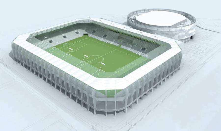 Planowany kształt nowego stadionu w Radomiu po ukończeniu prac