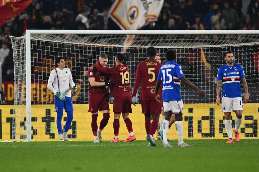 La Roma celebrando un gol ante la Sampdoria La Roma celebrando un gol ante la Sampdoria