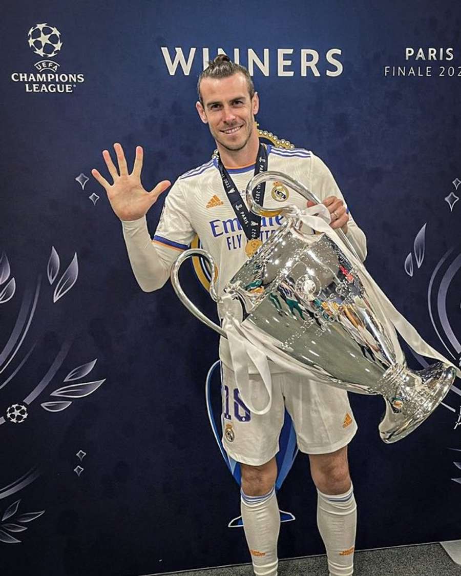 Bale conquistou cinco títulos da Liga dos Campeões com a camisola branca.