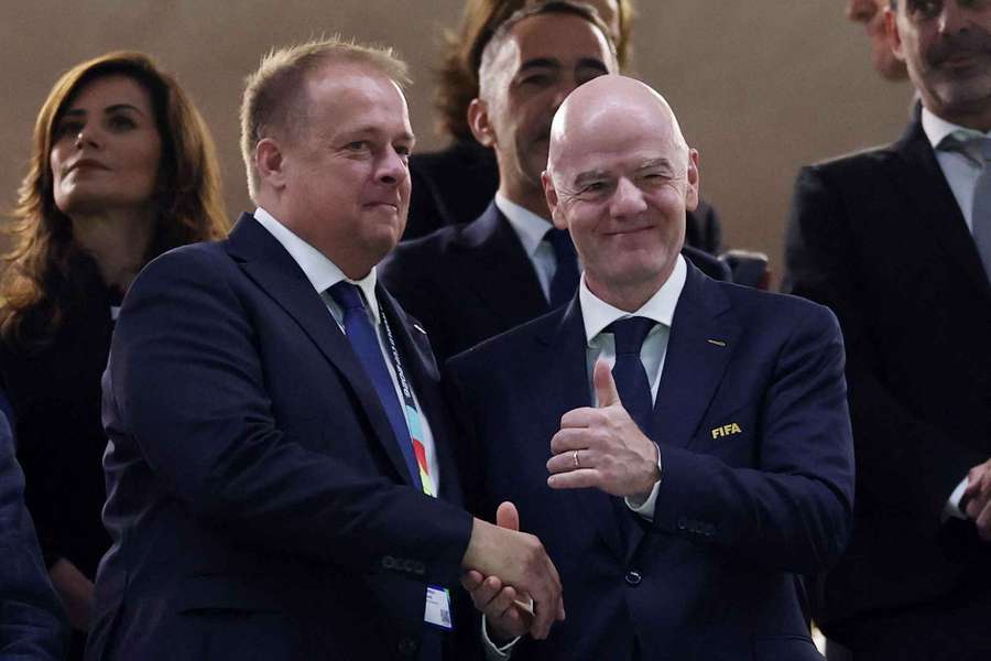 Czech Republic Football Association President David Trunda shakes hands with FIFA President Gianni Infantino Czech Republic Football Association President David Trunda shakes hands with FIFA President Gianni Infantino