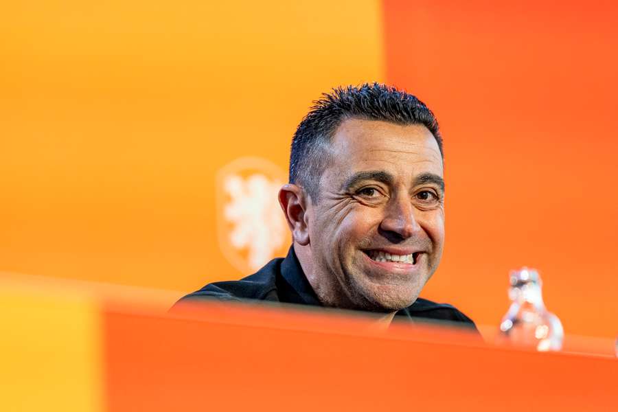 Xavi during his first press conference as Netherlands manager Xavi during his first press conference as Netherlands manager