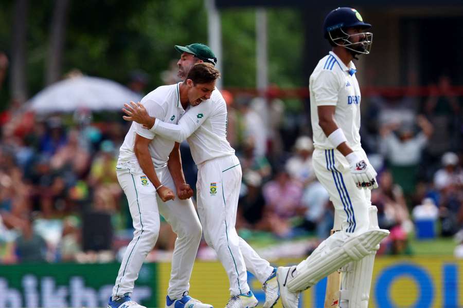 South Africa celebrate a wicket as they won the first test