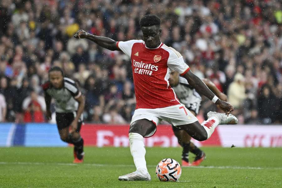 Saka in action for Arsenal