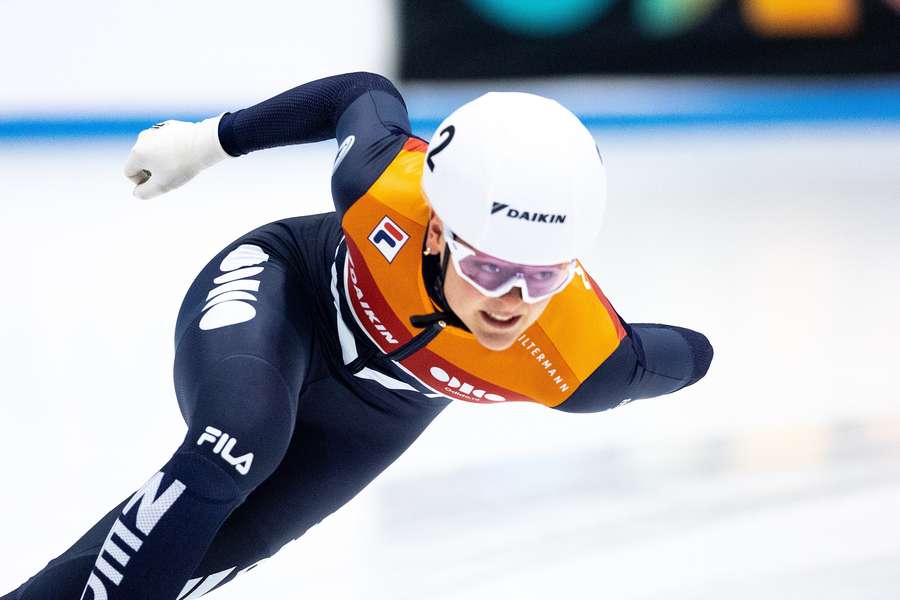 Xandra Velzeboer tijdens het NK shorttrack in september