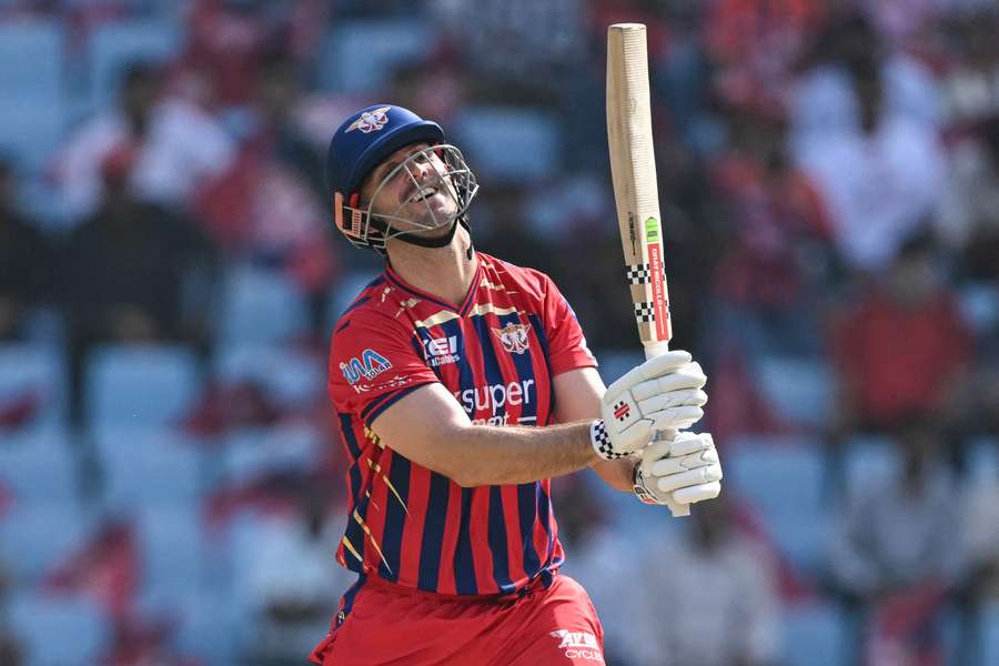 Mitchell Marsh reacts to a disappointing dismissal against Gujarat Titans. 