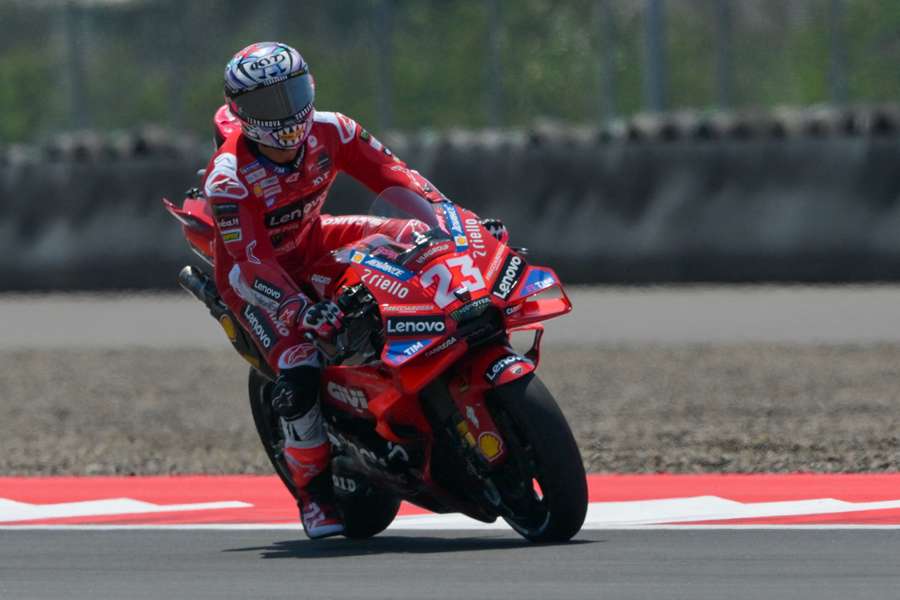 Ducati rider Enea Bastianini rides during a free practice session