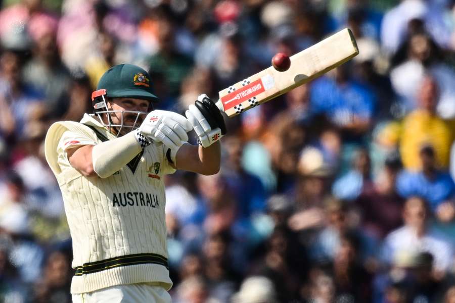 Australia's Travis Head bats the ball