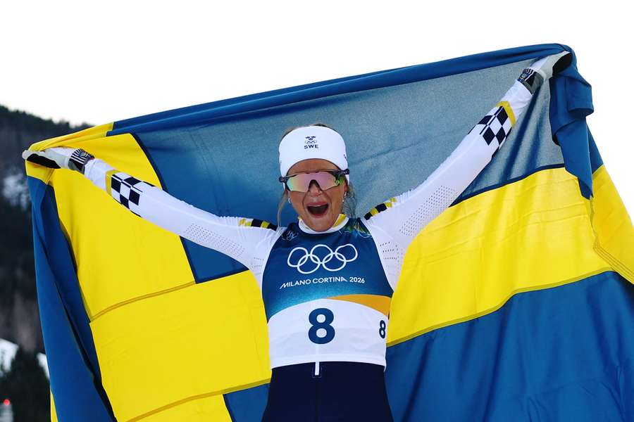 Sweden's Frida Karlsson celebrates her win