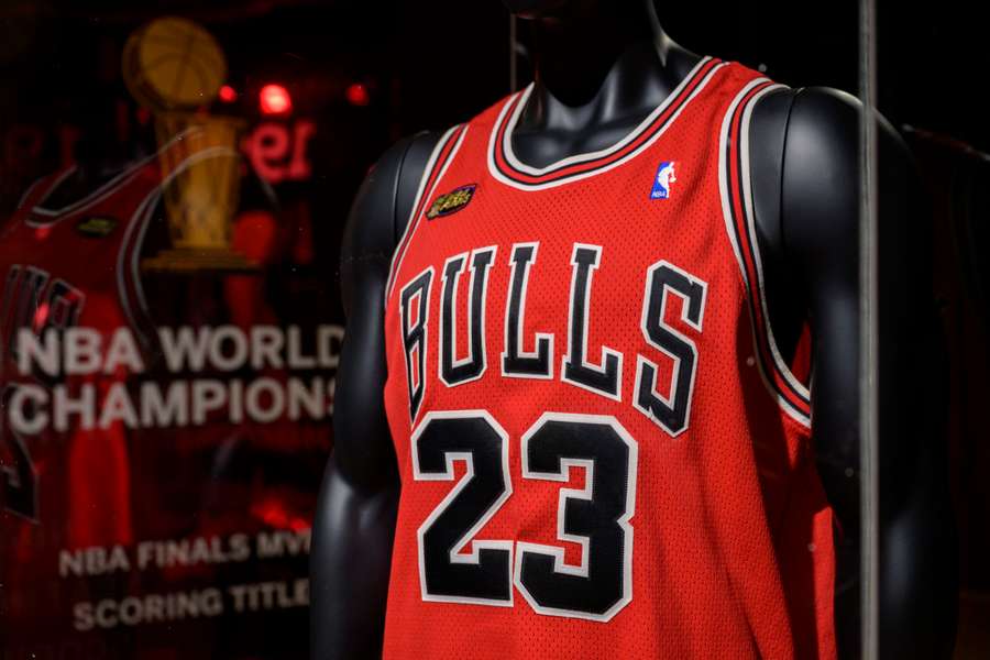 The iconic red Chicago Bulls jersey, with Jordan's number 23 on the back, is only the second worn by the star to go to auction.