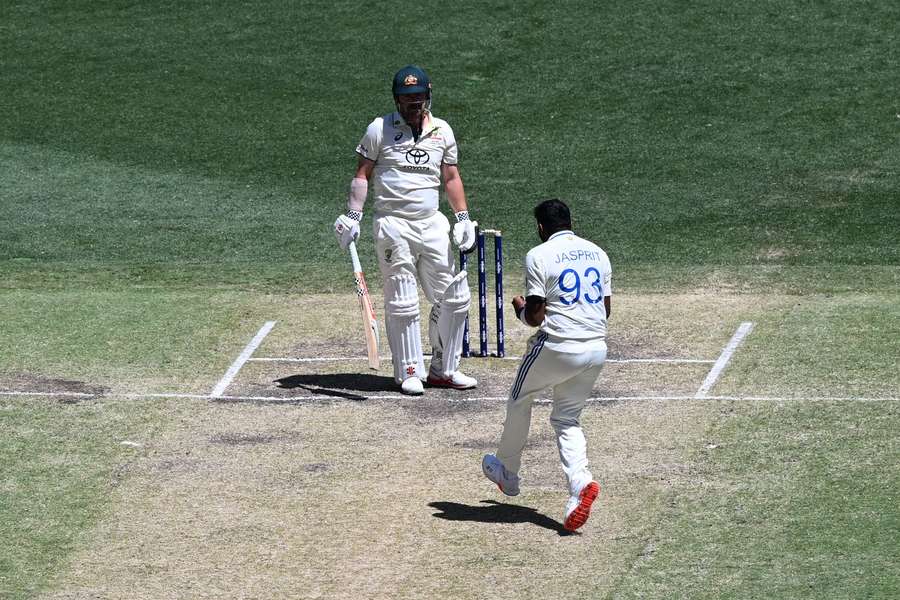 Bumrah celebrates dismissing Head in the first Test