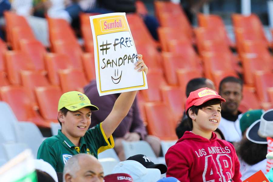 A South African supporter taunts the Australians during the 2018 Cape Town Test. A South African supporter taunts the Australians during the 2018 Cape Town Test.