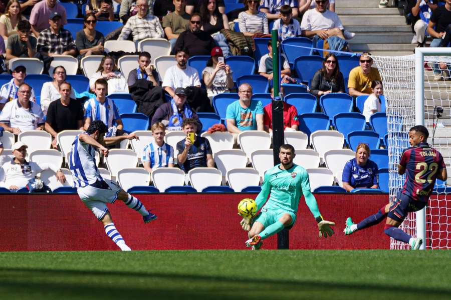 Mat Ryan makes a save against Real Sociedad