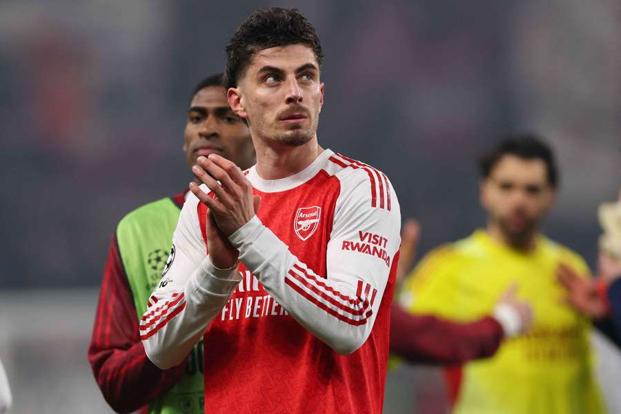 Arsenal's Kai Havertz applauds fans after the match