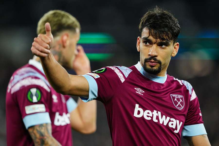 West Ham's Lucas Paqueta gives the thumbs up during their win