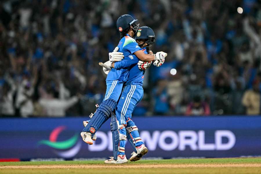 Jemimah Rodrigues and Amanjot Kaur celebrate completing India's record-breaking run chase. Jemimah Rodrigues and Amanjot Kaur celebrate completing India's record-breaking run chase.