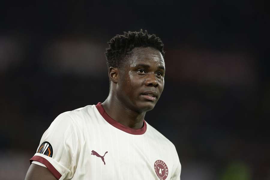 Franculino Dju in action against AS Roma at the Olimpico Franculino Dju in action against AS Roma at the Olimpico