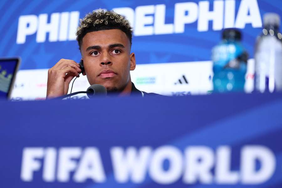 France's Desire Doue during Friday's press conference