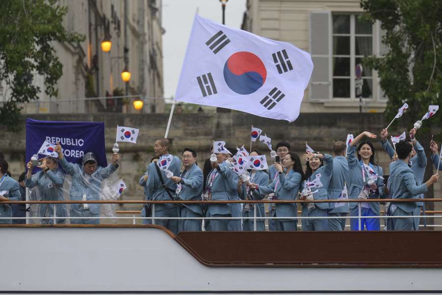 La delegación surcoreana, durante la ceremonia de apertura.