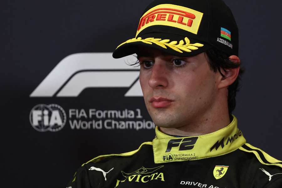 Rafael Camara during the press conference after the Formula 2 race at Baku City Circuit in Azerbaijan Rafael Camara during the press conference after the Formula 2 race at Baku City Circuit in Azerbaijan