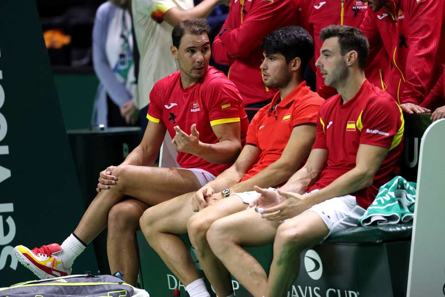 Rafael Nadal con Carlos Alcaraz e Marcel Granollers