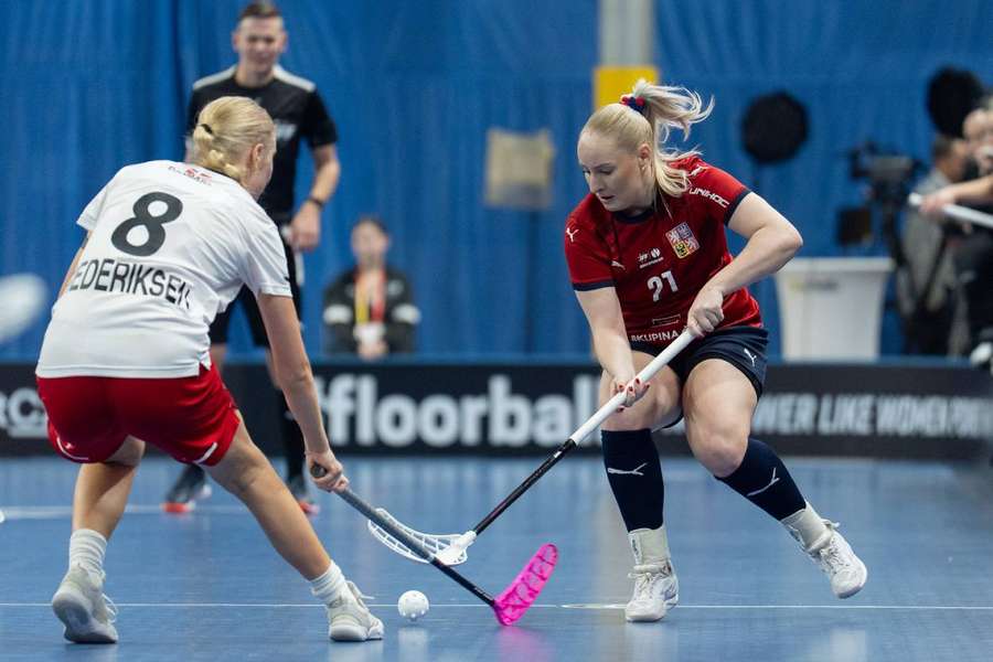 Martina Řepková v duelu světového šampionátu proti Dánsku. Martina Řepková v duelu světového šampionátu proti Dánsku.